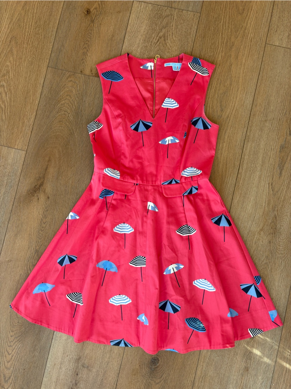 Draper James Pink A-Line Midi Dress with Umbrella Print